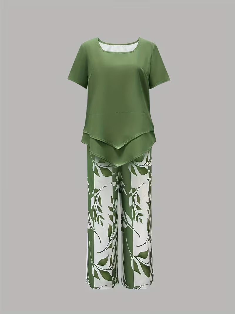 Leaf Print Two-Piece Set