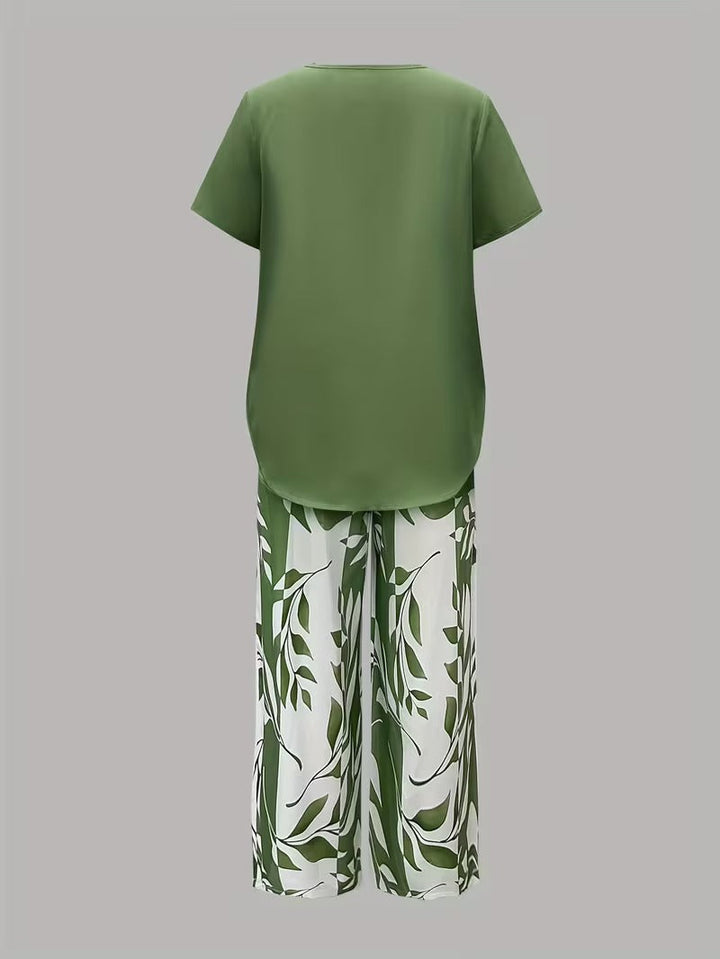 Leaf Print Two-Piece Set