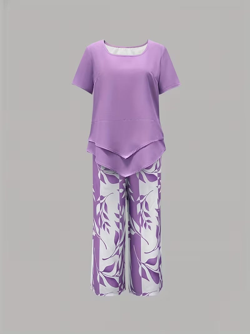 Leaf Print Two-Piece Set