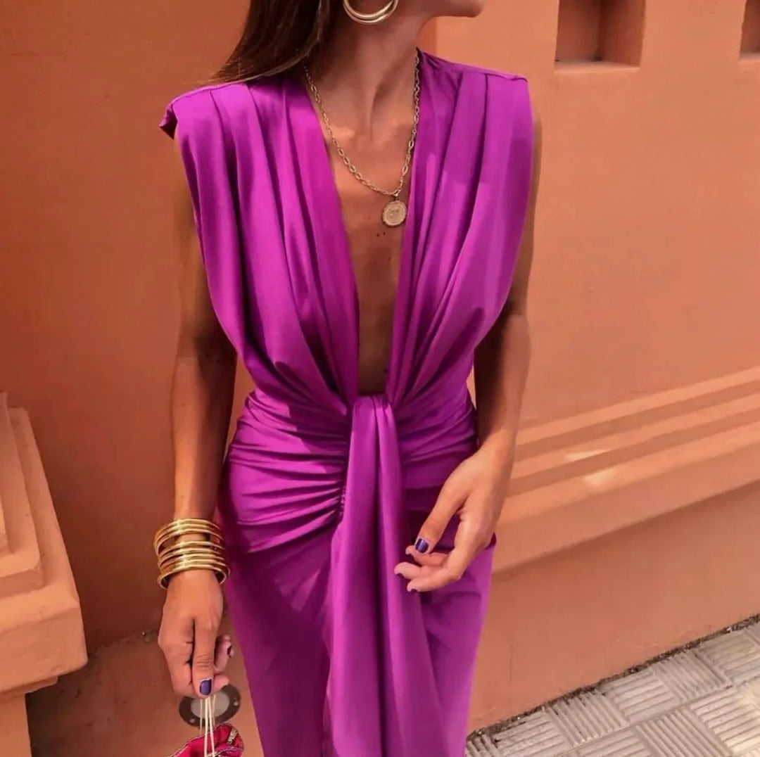 Vestido midi plisado suave