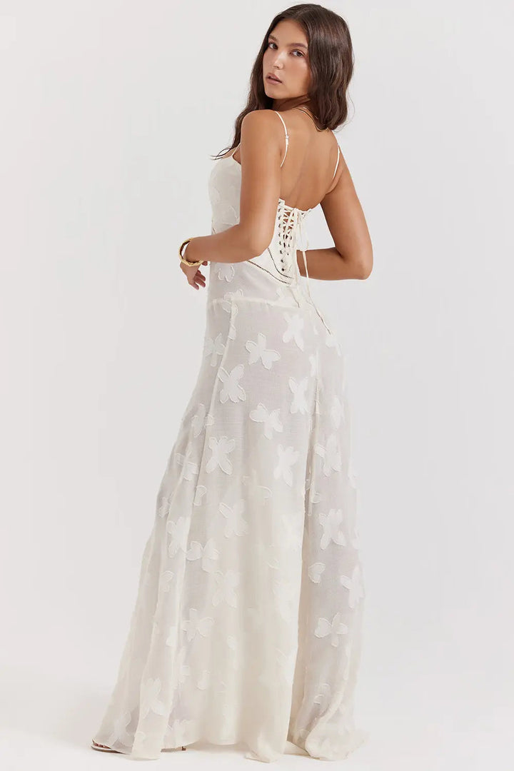 Vestido largo de verano con espalda abierta y tirantes ajustables