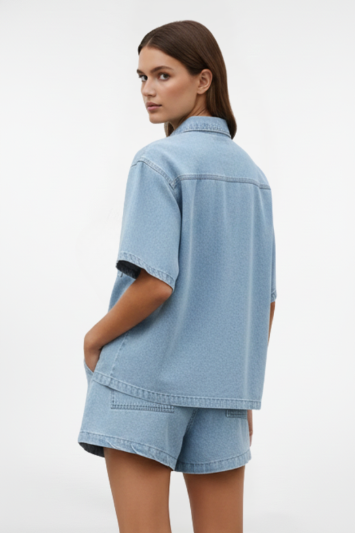 Short Sleeve Collared Lounge Set