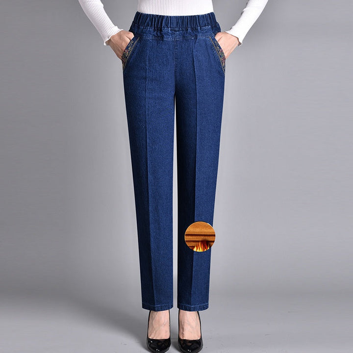 Jeans con cintura elástica y bolsillos