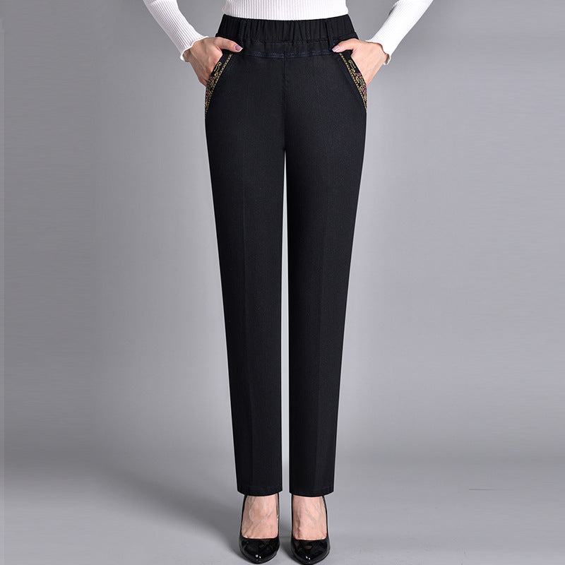 Jeans con cintura elástica y bolsillos