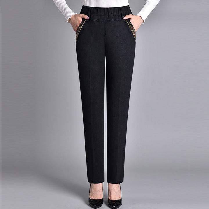 Jeans con cintura elástica y bolsillos