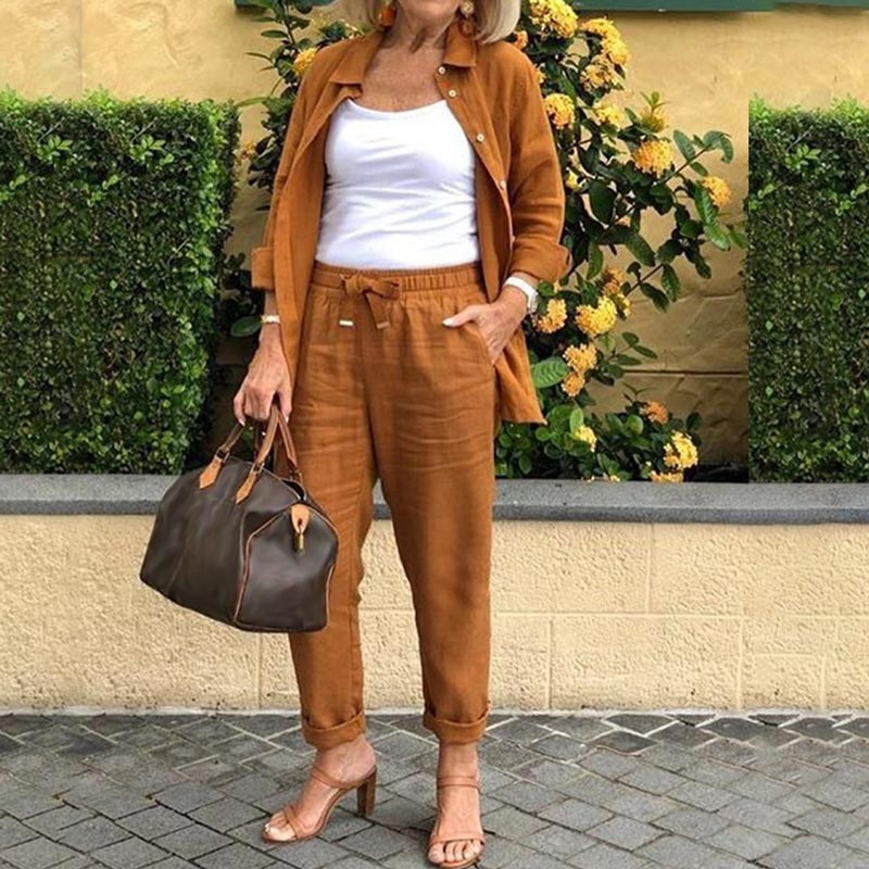 Shirt Jacket and Drawstring Pants Set