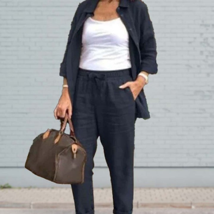 Shirt Jacket and Drawstring Pants Set