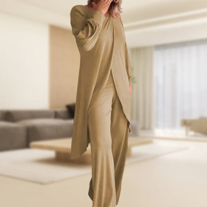 Long Sleeve Tunic and Wide-Leg Pants Set