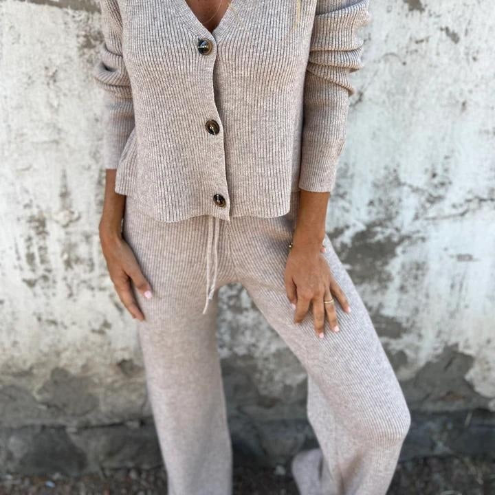 Conjunto de Cardigan de Punto para Estar en Casa