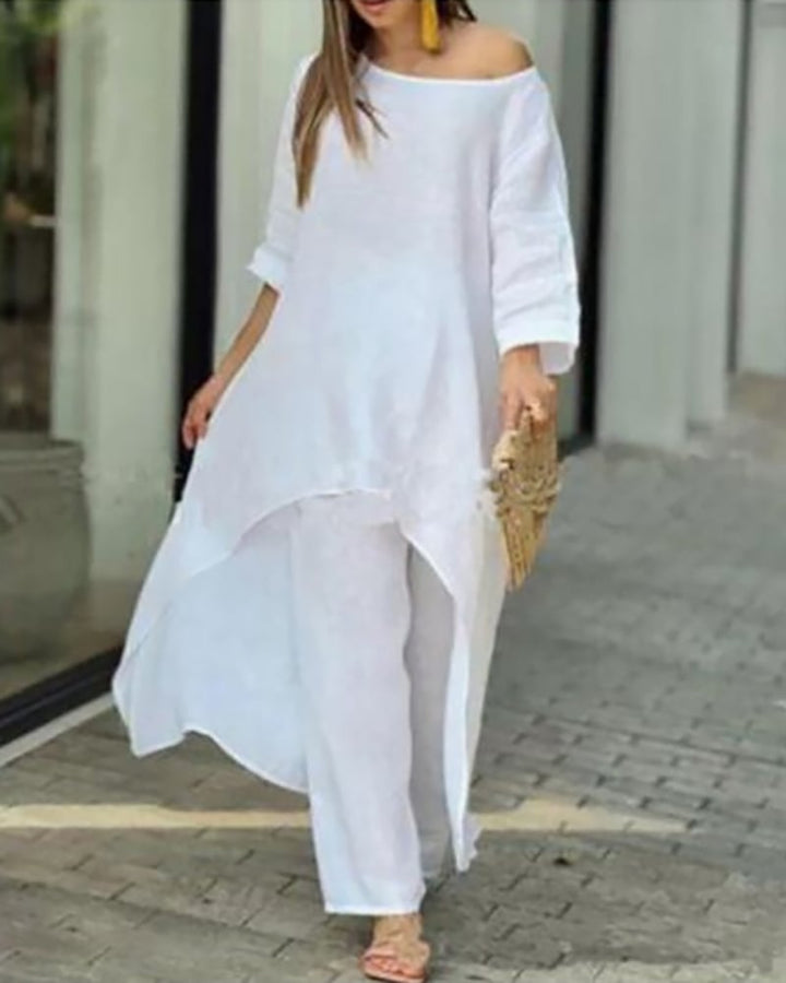Longline Tunic and Wide-Leg Pants Set
