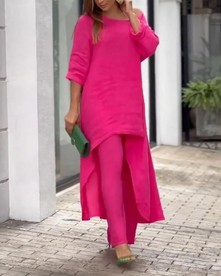 Longline Tunic and Wide-Leg Pants Set