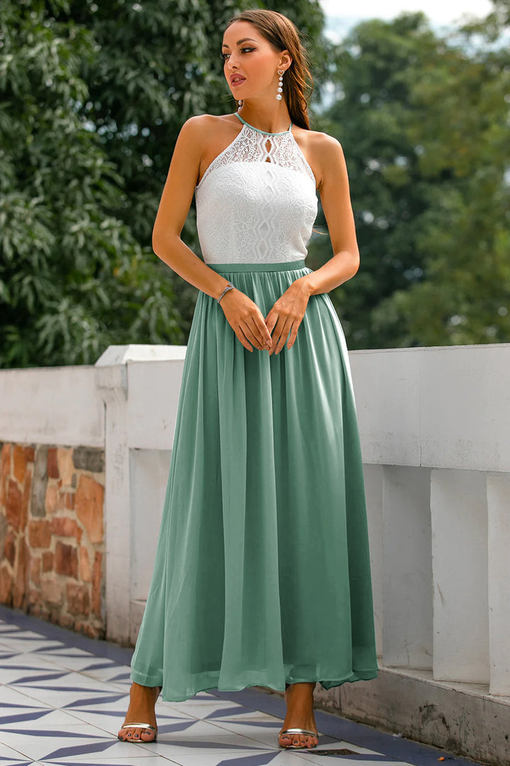 Women's Modern Halter Maxi Wedding Guest Dress for Special Events