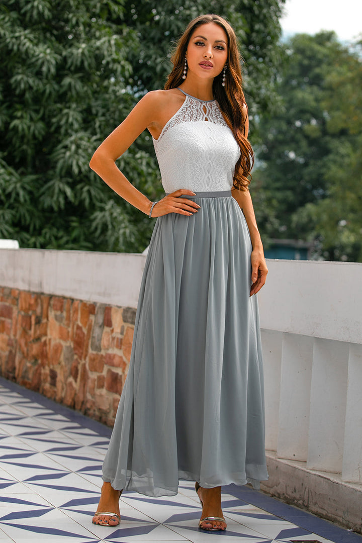 Women's Modern Halter Maxi Wedding Guest Dress for Special Events