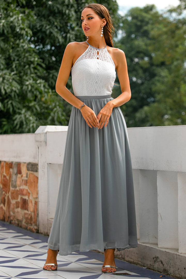 Women's Modern Halter Maxi Wedding Guest Dress for Special Events