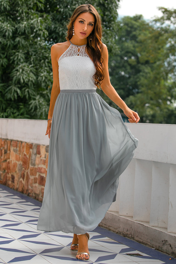 Women's Modern Halter Maxi Wedding Guest Dress for Special Events