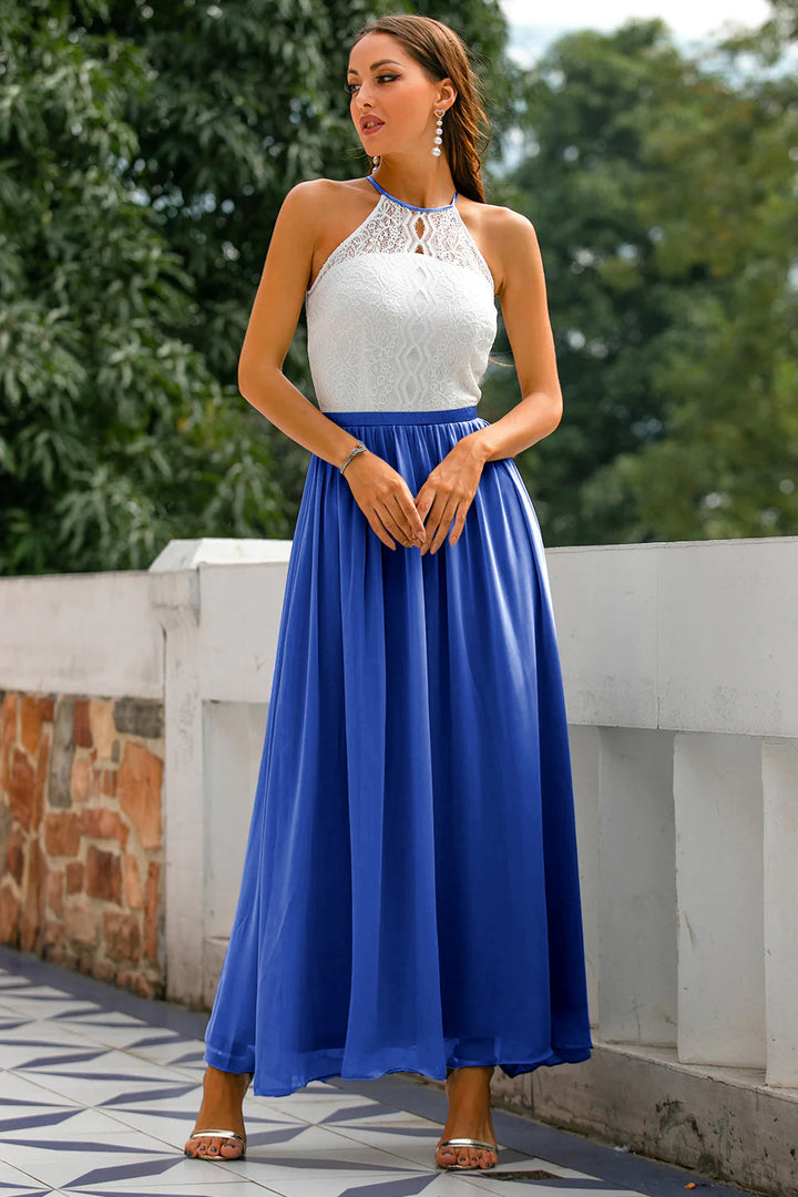 Women's Modern Halter Maxi Wedding Guest Dress for Special Events