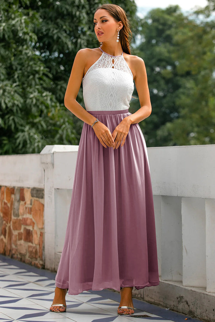 Women's Modern Halter Maxi Wedding Guest Dress for Special Events