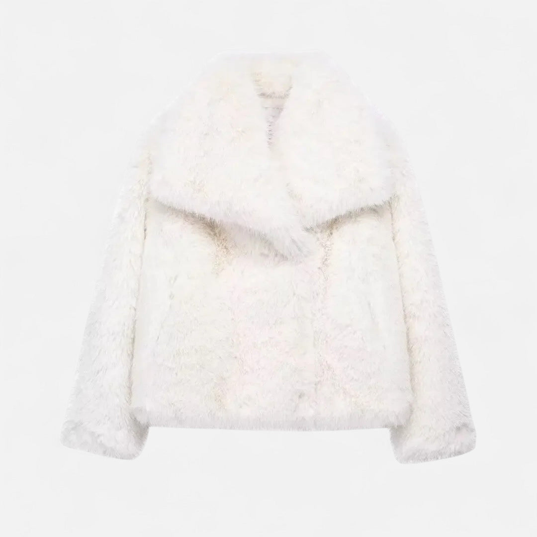 Abrigo de Invierno para Mujer Elegante, Acogedor, Esponjoso, Suave y de Piel Sintética