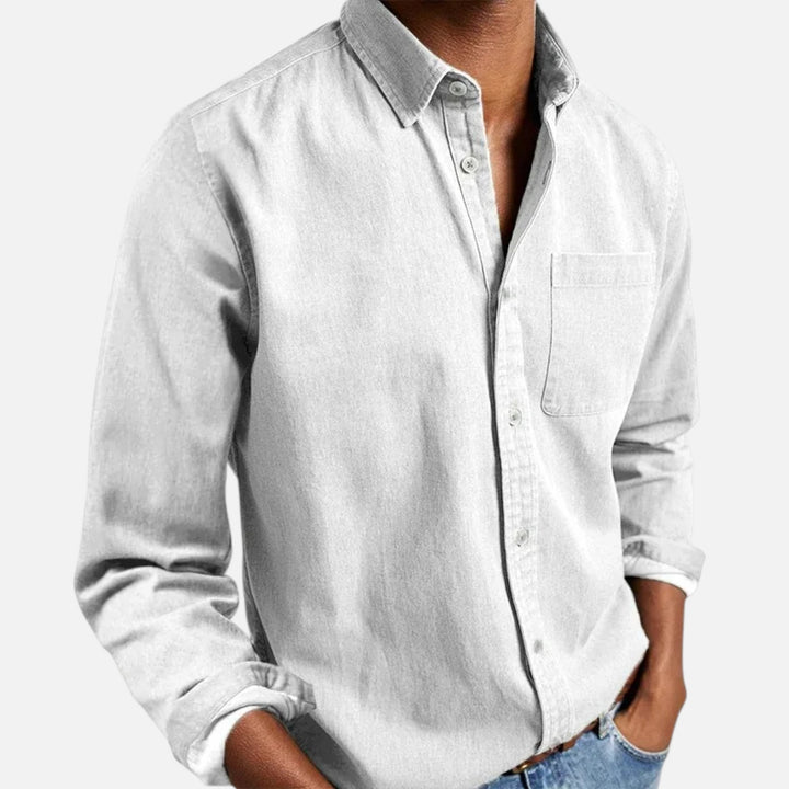 Camicia da uomo versatile elegante a maniche lunghe tinta unita