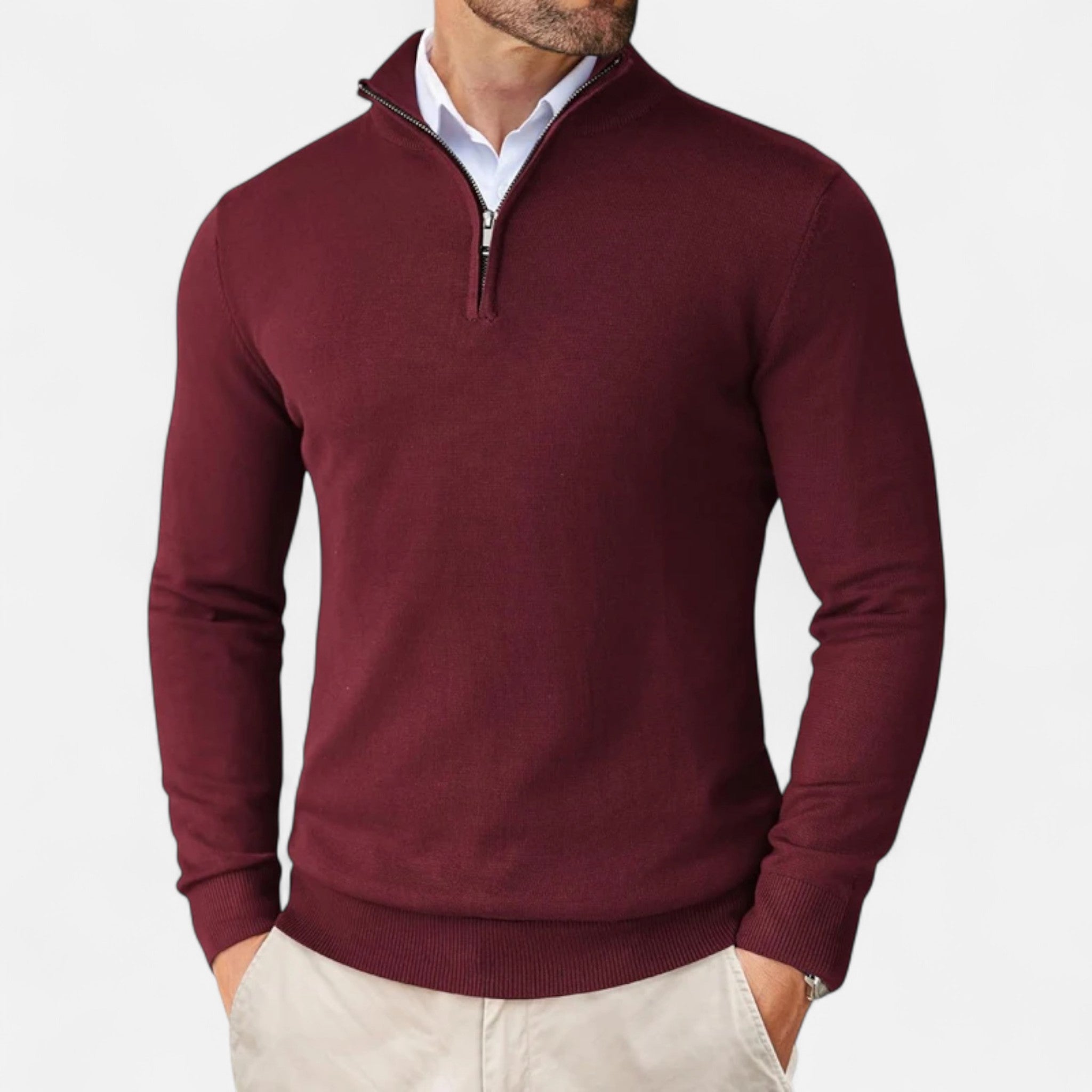 Men's Slim-Fit Quarter-Zip Sweater
